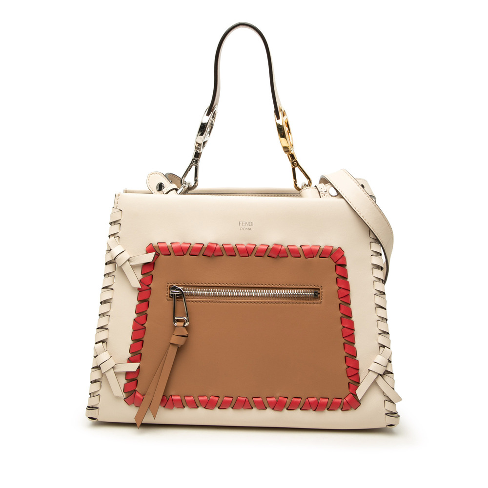 Pre-Loved Fendi Small Bicolor Calfskin Whipstitch Runway Satchel